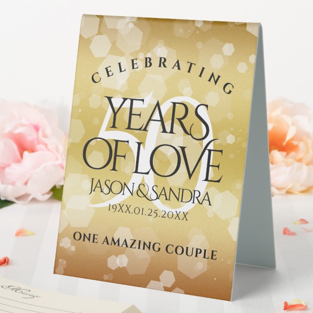 Plaque De Table Élégant 50e anniversaire de Mariage d'or (In SItu (Mariage))