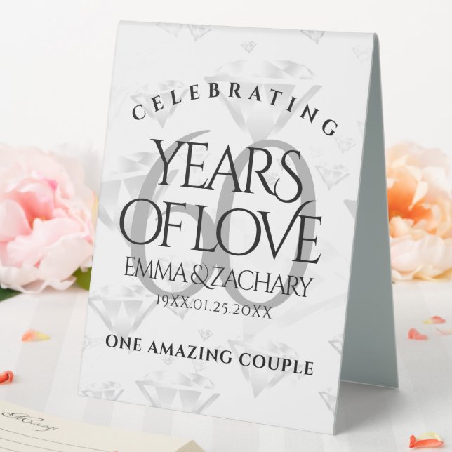 Plaque De Table Élégant 60e anniversaire de Mariage de diamant (In SItu (Mariage))