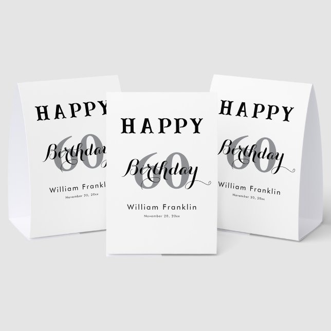Plaque De Table Elegant 60th Birthday Paper Table Tent (Insitu (multi))