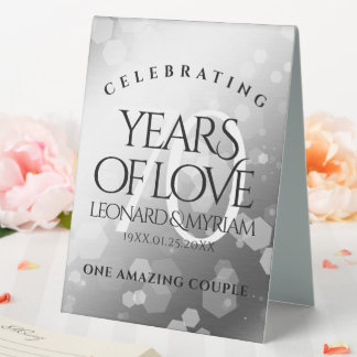 Plaque De Table Élégant 70e anniversaire de Mariage Platinum