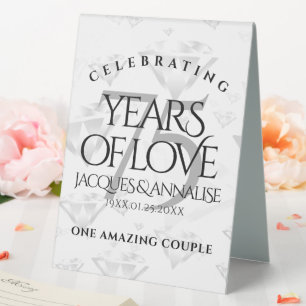 Plaque De Table Élégant 75e anniversaire de Mariage de diamant
