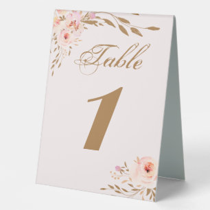 Plaque De Table Elégant Aquarelle or rose Roses Mariage