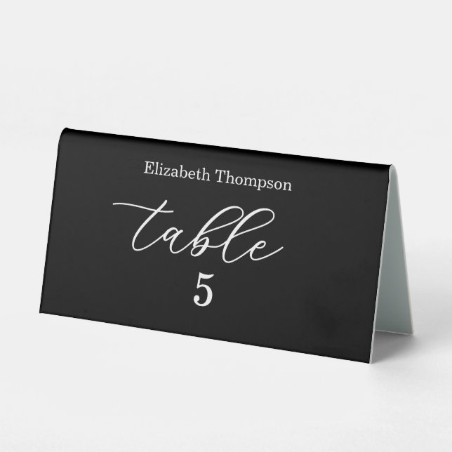 Plaque De Table Elegant Black And White Wedding Table Number (Recto)