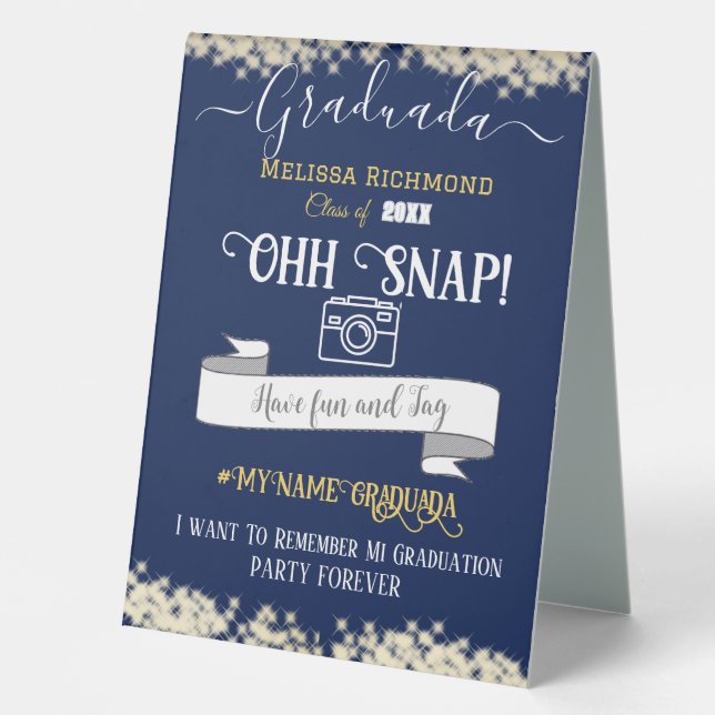 Plaque De Table Elégant Bleu Gradué Espagnol Oh Snap! ! (Recto)