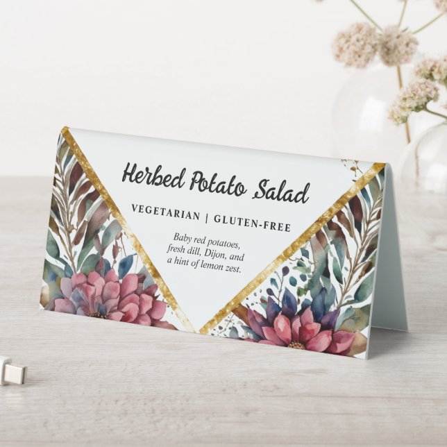 Plaque De Table Élégant buffet de salade Burgundy Navy Blue Floral (En SItu (Tableau))