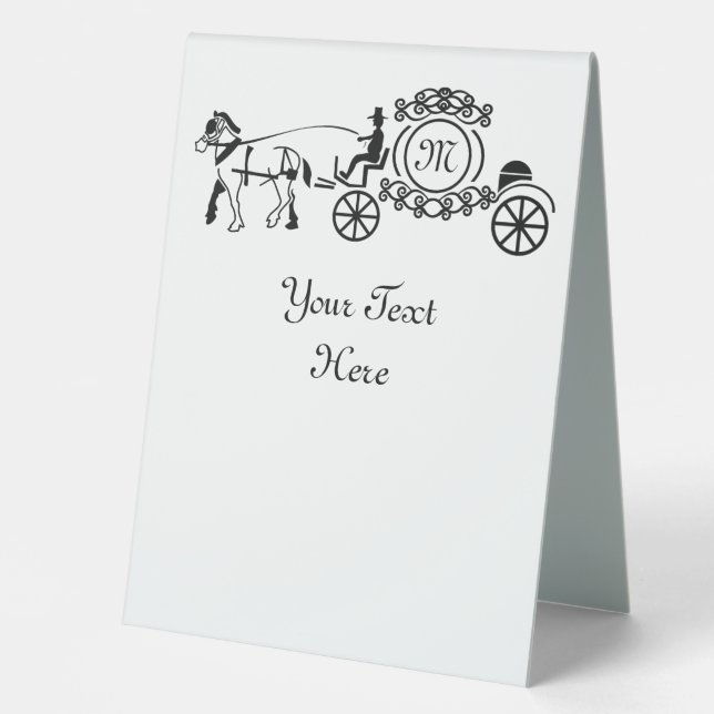 Plaque De Table Élégant cheval tiré Mariage Wagon Monogramme (Recto)