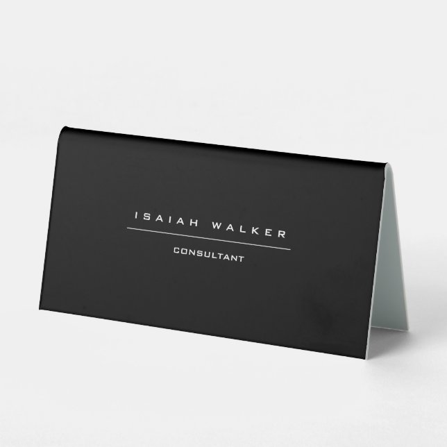 Plaque De Table Élégant Chic Plain Unique Spécial Noir & Blanc (Recto)