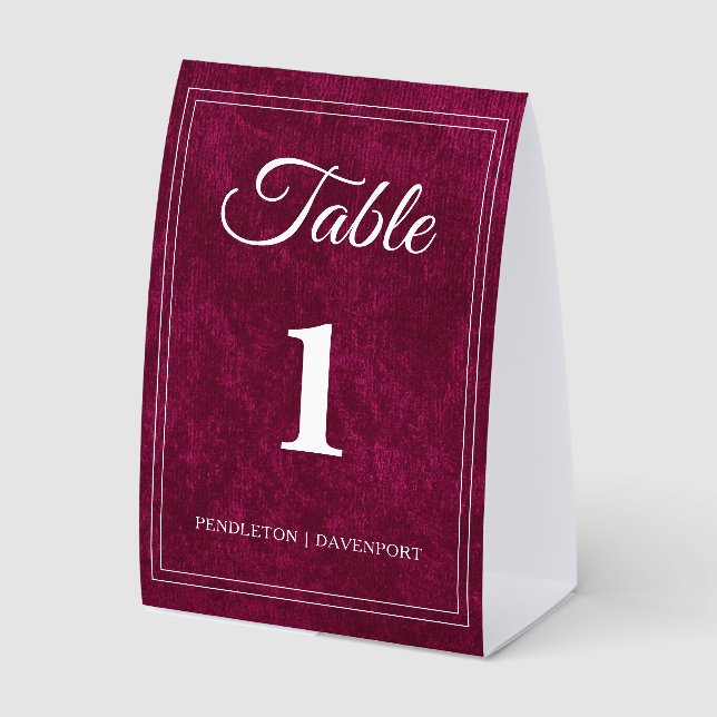 Plaque De Table Elegant Classic Burgundy Berry Wedding (Recto)