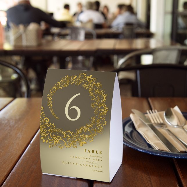Plaque De Table Élégant couleur gras Mariage damassé Numéro de tab (Insitu (restaurant))