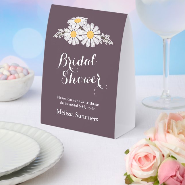 Plaque De Table Elegant Daisies Bridal Shower Wedding Dark Purple (Insitu (mariage))