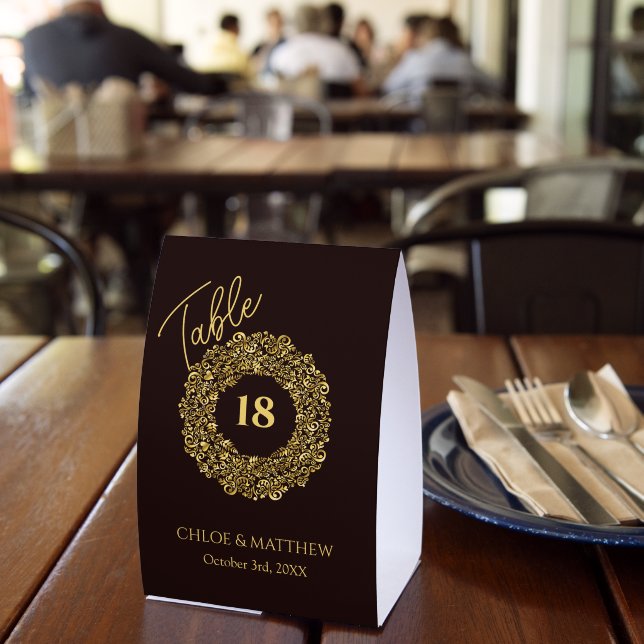 Plaque De Table Elegant Damask Maroon Mariage Carte Numéro de tabl (Insitu (restaurant))