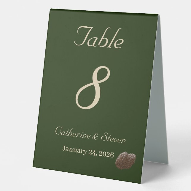 Plaque De Table Elégant Deep Green Winter Wedding Numéro de table (Recto)
