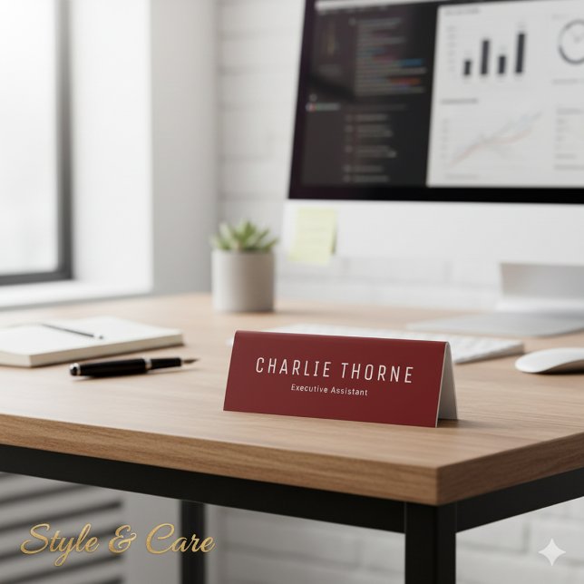 Plaque De Table Elegant Deep Red Office Professionals Name Plate (Elegant Deep Red Office Professionals Name Plate Table Tent)