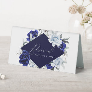 Plaque De Table Elégant Dusty Blue Navy Floral Mariage Réservé