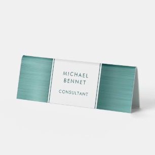 Plaque De Table Élégant Emerald Green brossé métal affaires