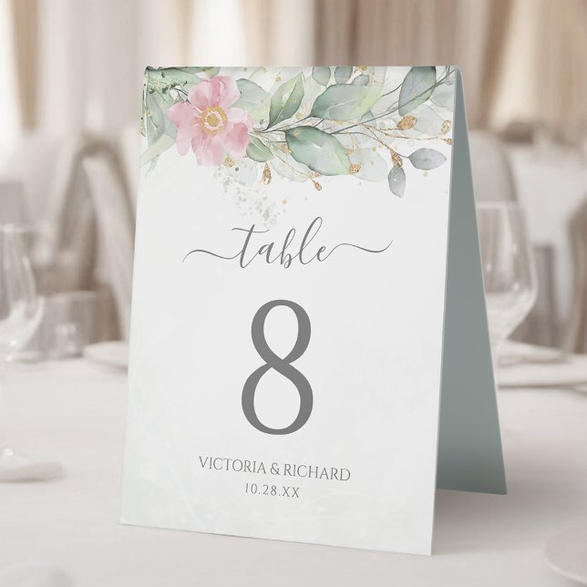 Plaque De Table Elégant Eucalyptus Feuille Mariage or vert (Créateur téléchargé)