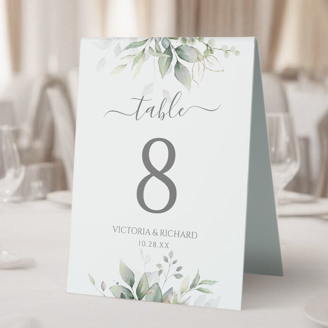 Plaque De Table Elégant Eucalyptus Feuille Mariage or vert (Créateur téléchargé)