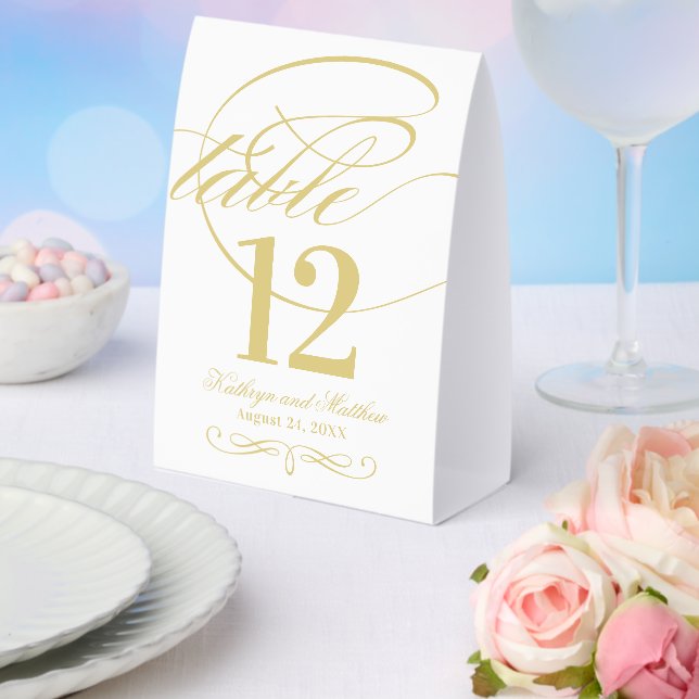 Plaque De Table Élégant faire-part de mariage à calligraphie en or (Insitu (mariage))