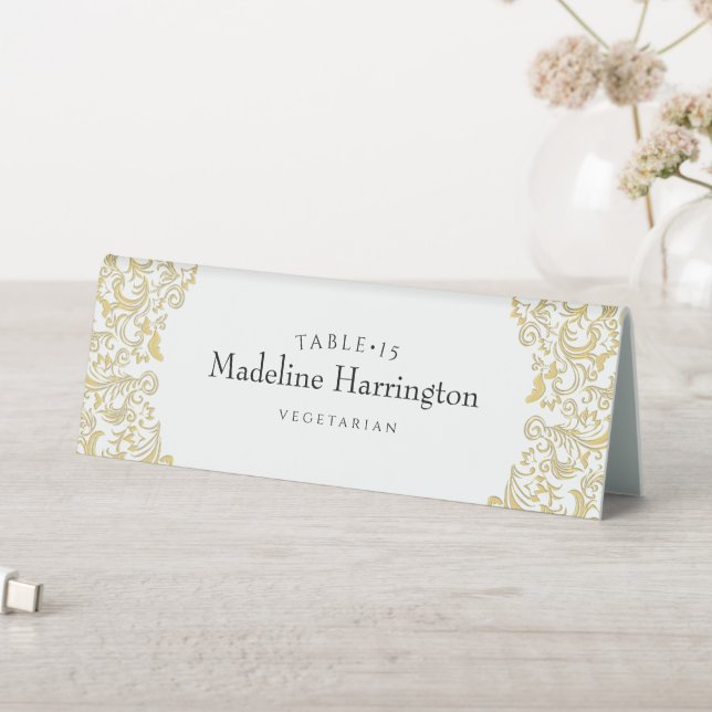 Plaque De Table Elegant Gold Mariage damassé Place Card (En SItu (Tableau))