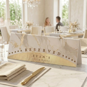 Plaque De Table Élégant Marbre Blanc Agate Doré Brillante Réservé