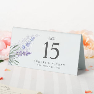 Plaque De Table Élégant Mariage d'aquarelle florale de lavande