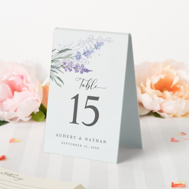 Plaque De Table Élégant Mariage d'aquarelle florale de lavande (In SItu (Mariage))