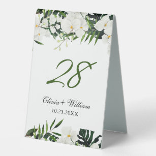 Plaque De Table Elégant Mariage de Bohême Orchidées Blanches