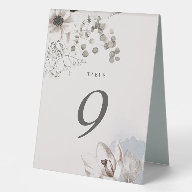 Plaque De Table élégant mariage floral argenté (Recto)