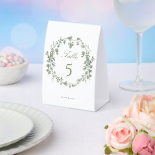 Plaque De Table Élégant Mariage Floral Français Vert Sauge Vintage