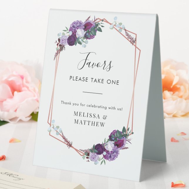 Plaque De Table Élégant Mariage floral violet (In SItu (Mariage))