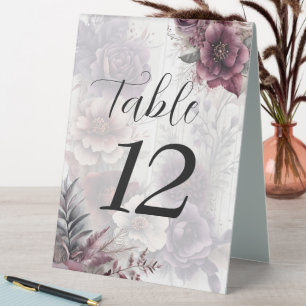 Plaque De Table Élégant Mariage floral violet, rose et marron