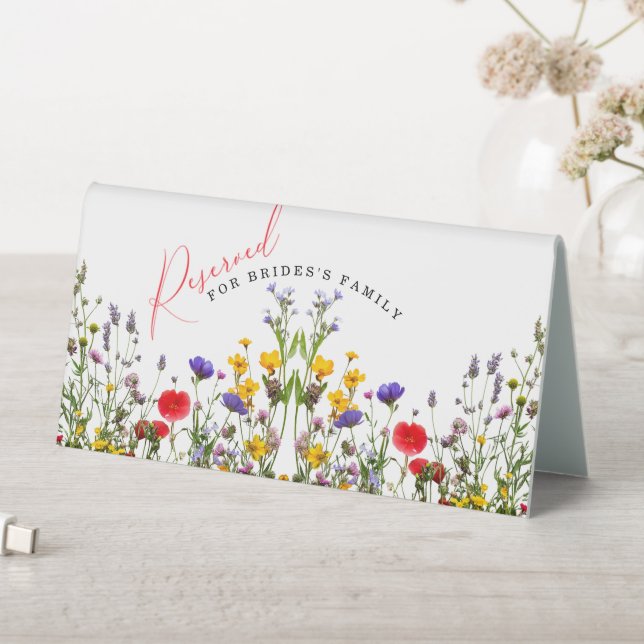 Plaque De Table Élégant Mariage Floral Wild Blooming Réservé (En SItu (Tableau))