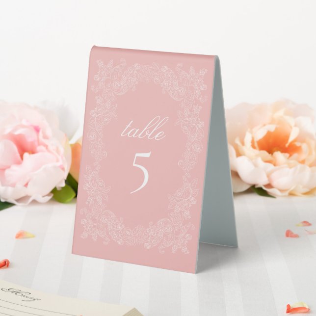 Plaque De Table Élégant Mariage rose-blanc baroque (In SItu (Mariage))