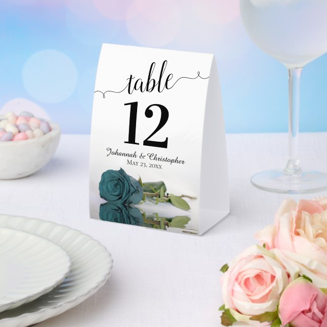 Plaque De Table Élégant Mariage Rose Turquoise Numéro de table (Insitu (mariage))