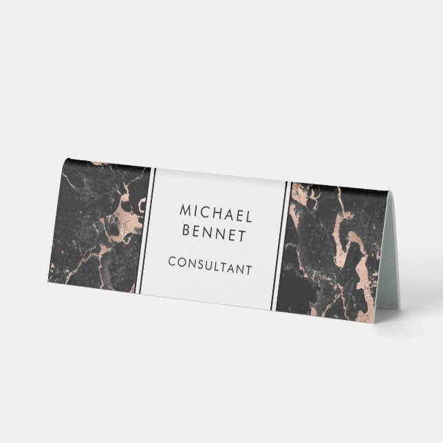 Plaque De Table Élégant Nom de monogramme Entreprise (Recto)