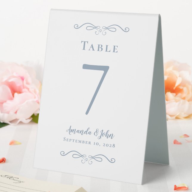 Plaque De Table Élégant Numéro de mariage Calligraphie Chic Dusty  (In SItu (Mariage))