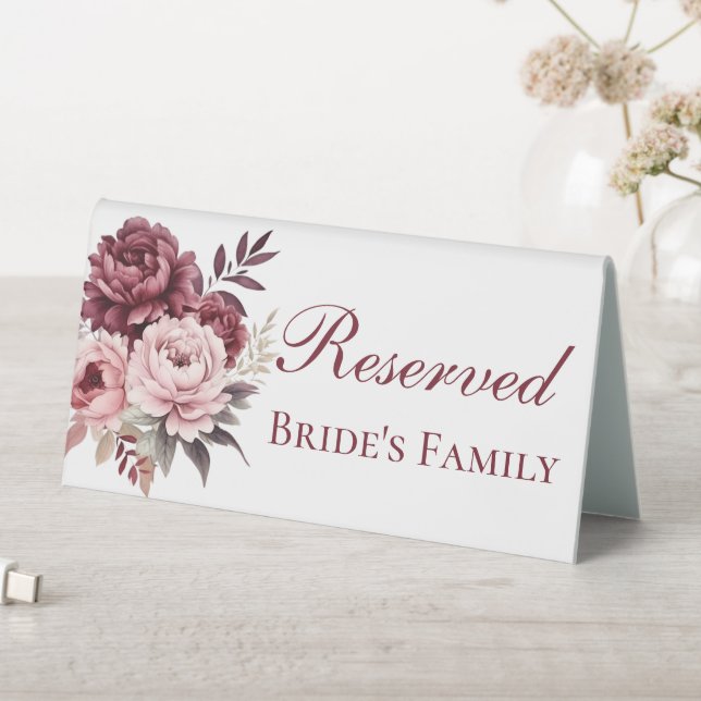 Plaque De Table Elégant Peony Aquarelle Floral Mariage Réservé (En SItu (Tableau))