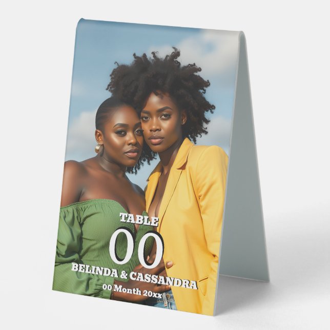 Plaque De Table Elegant Photo Couple Shower Table Number Stand (Recto)