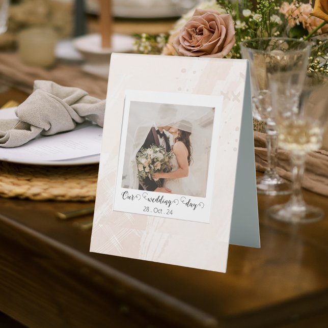 Plaque De Table Élégant photo de Mariage Customisé (Créateur téléchargé)