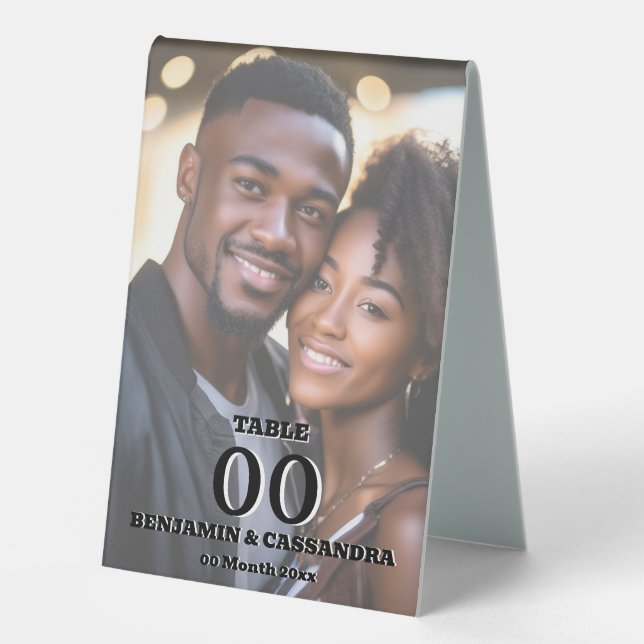 Plaque De Table Elegant Photo Table Number Stand Template Custom (Recto)