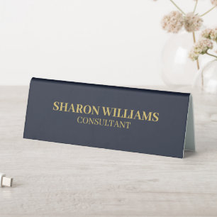 Plaque De Table Élégant professionnel Marine bleu & or minimaliste