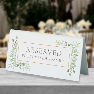 Plaque De Table Élégant Réservé Mariage à la Verdure à l'Aquarelle