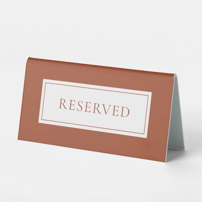 Plaque De Table Élégant Réservé Terracotta Moderne (Recto)