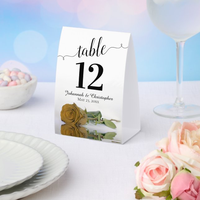Plaque De Table Elégant Rose en or Mariage Numéro de table (Insitu (mariage))