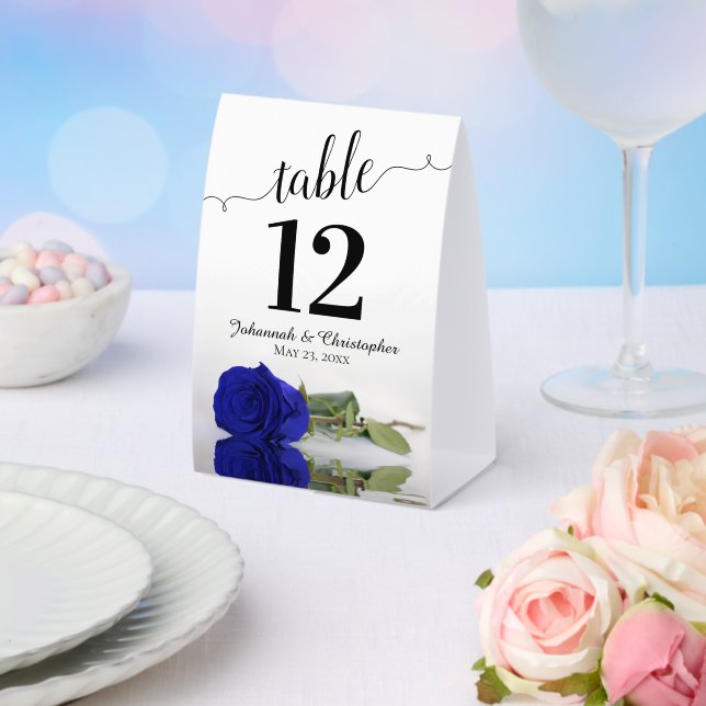 Plaque De Table Élégant Rose Royal Blue Numéro de table (Insitu (mariage))