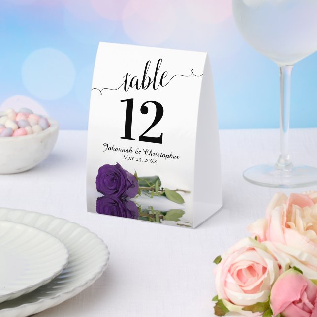 Plaque De Table Élégant Rose royal pourpre Mariage Numéro de table (Insitu (mariage))