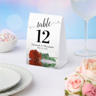 Plaque De Table Elégant rouille orange Rose Mariage Numéro de tabl
