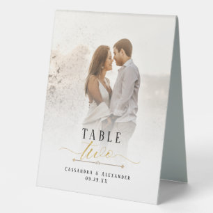 Plaque De Table Élégant script photo Parties scintillant or Mariag