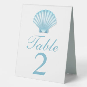 Plaque De Table Elégant Shell Blue Nautical Beach Mariage