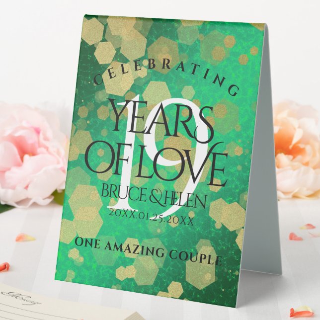 Plaque De Table Élégante 19e anniversaire du Mariage de Jade (In SItu (Mariage))